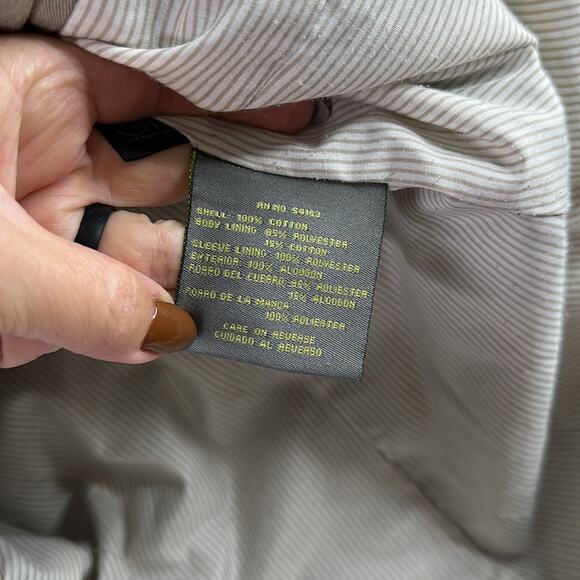 KENNETH COLE REACTION Tan Cotton Button Up Zip Up Trench Jacket Coat Size Medium - Picture 8 of 12